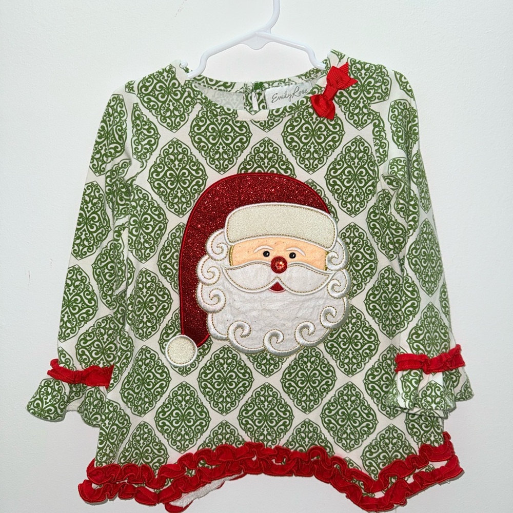 Size 4 Emily Rose Green and Red Santa Blouse